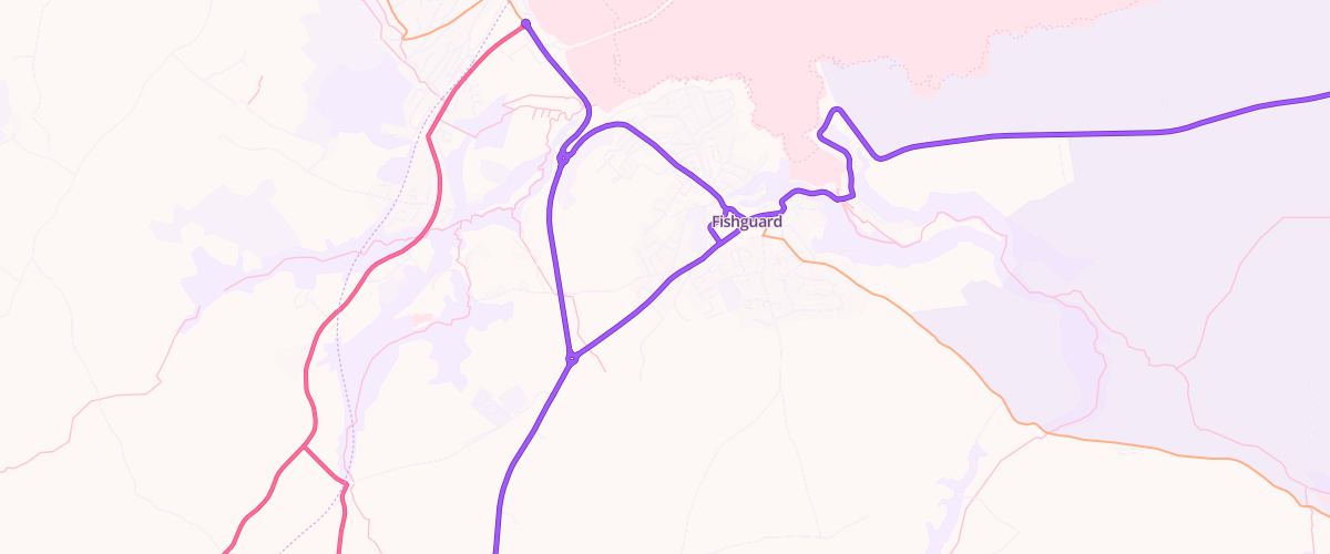 Map showing the location of Fishguard Service Station