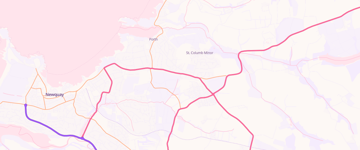 Map showing the location of Shell St Columb Minor