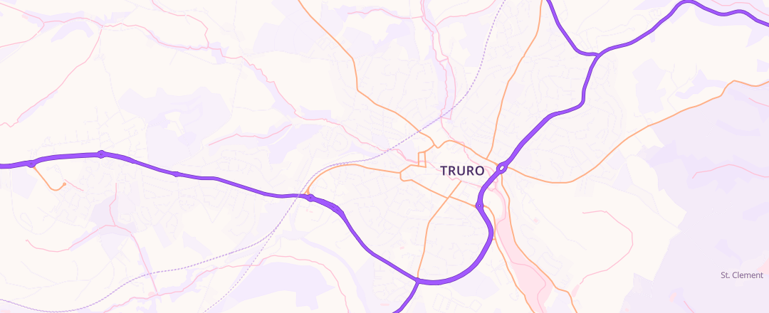 Map showing Pryors Garage, Truro