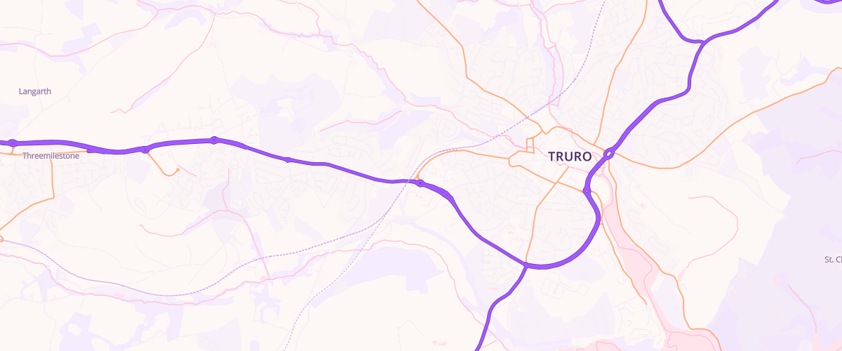 Map showing the location of Sainsburys Truro