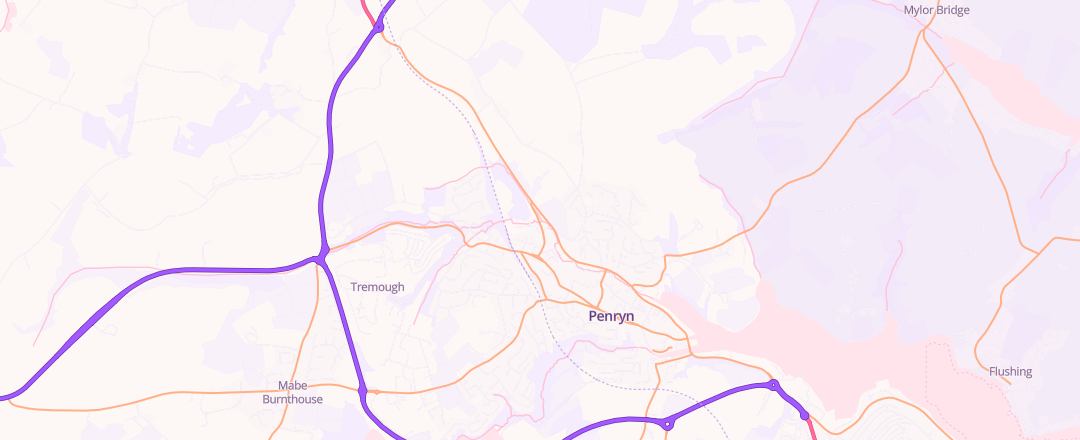 Map showing Hawkins Motors Ltd, Penryn