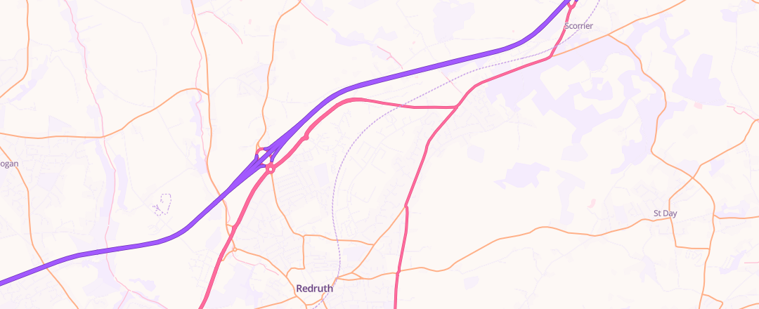 Map showing Cardrew Mot Centre, Redruth