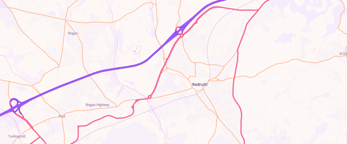 Map showing the location of Redruth Tolgus Superstore Petrol