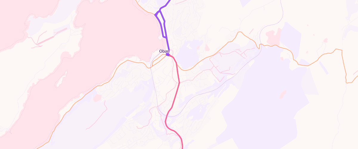 Map showing the location of Oban Filling Station