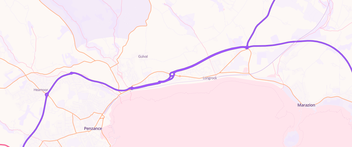 Map showing the location of Mfg Morrisons Penzance