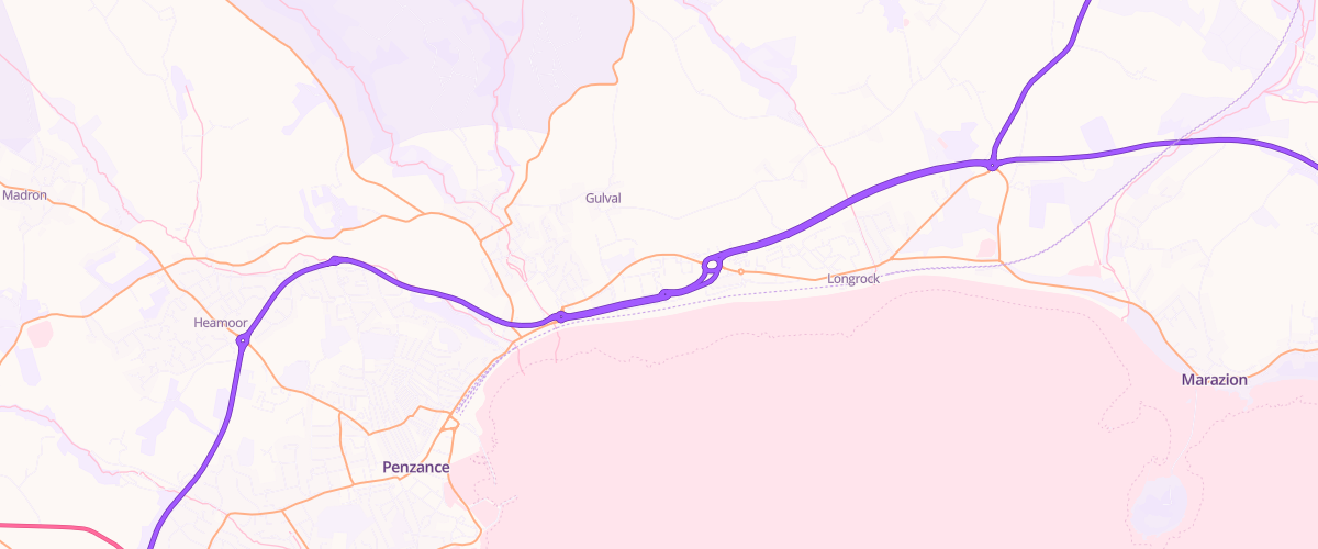 Map showing the location of Sainsburys Penzance