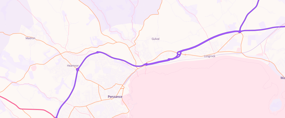 Map showing the location of Penzance Superstore Petrol Filling