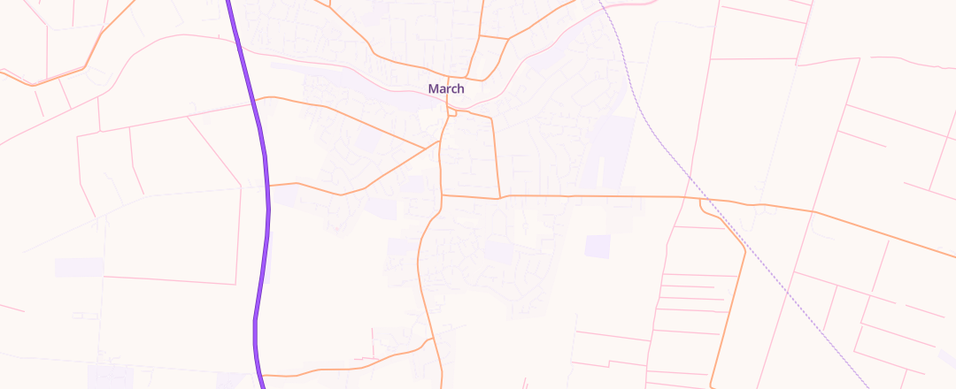 Map showing March Mot Centre, March