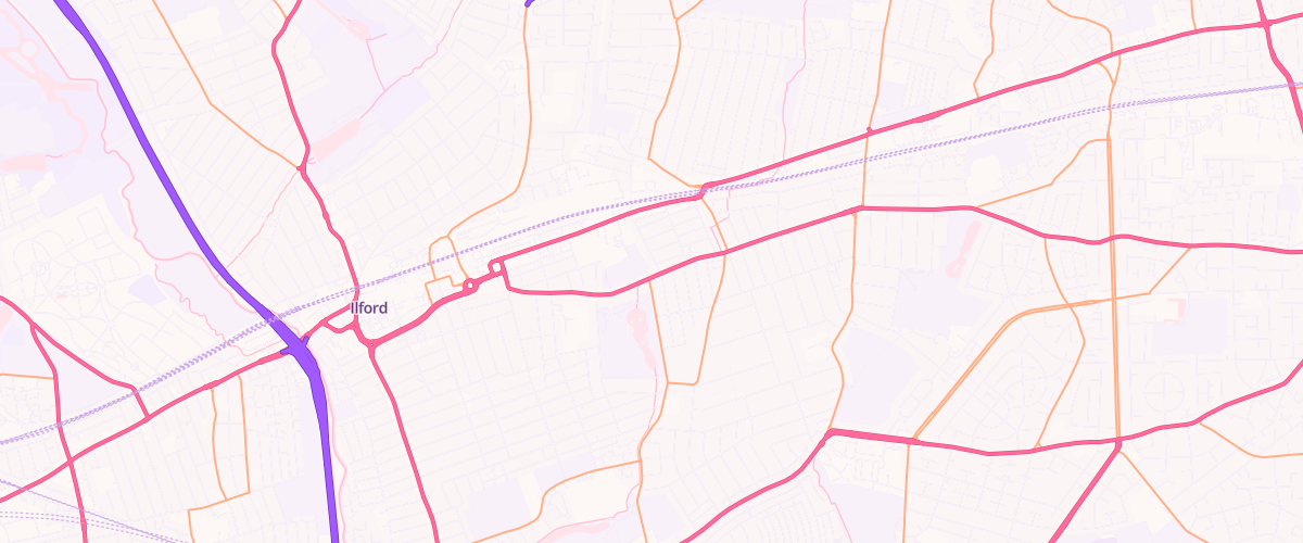 Map showing the location of Ilford Esso Express