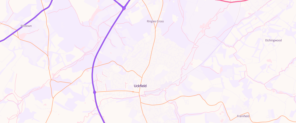 Map showing the location of Uckfield Service Station