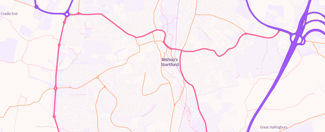 Map showing Kwik - Fit, Bishops Stortford