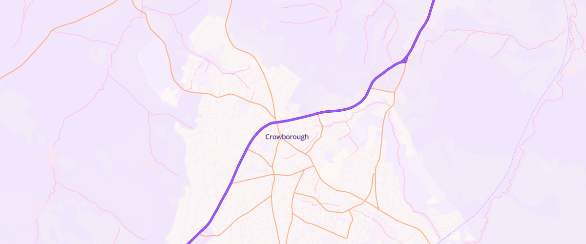 Map showing the location of Crowborough Service Station
