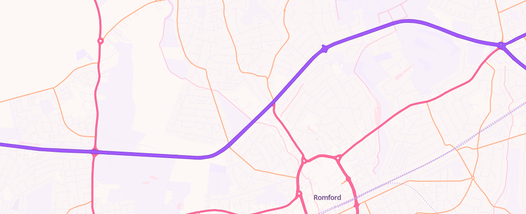Map showing N/A, Romford