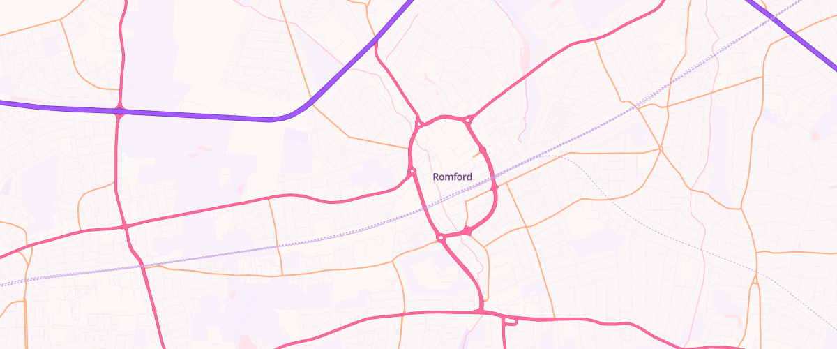Map showing the location of Sainsburys Romford