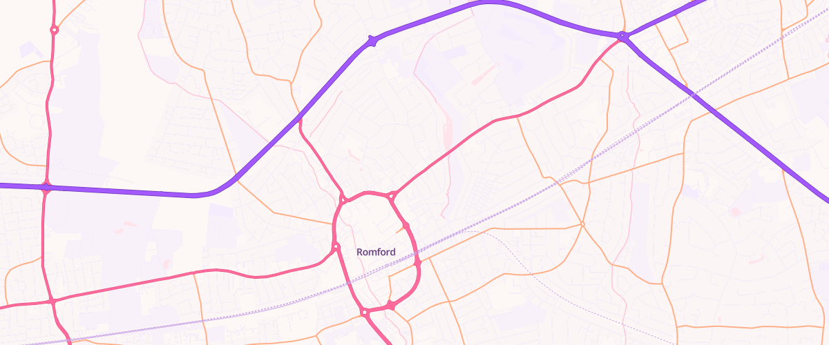 Map showing the location of Romford Esso Express
