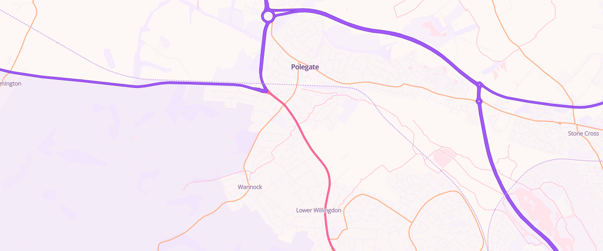 Map showing the location of Polegate Esso Express