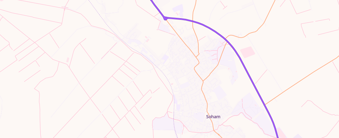 Map showing Mereside Motors, Ely