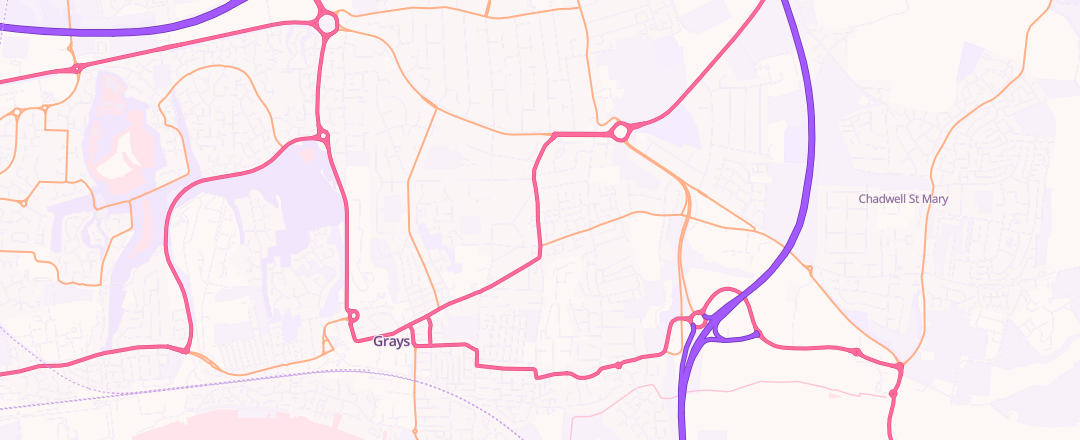Map showing Sams Motors, Grays