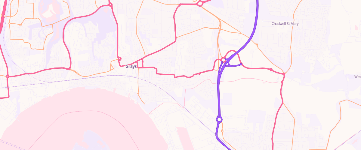 Map showing the location of Nts Grays Service Station