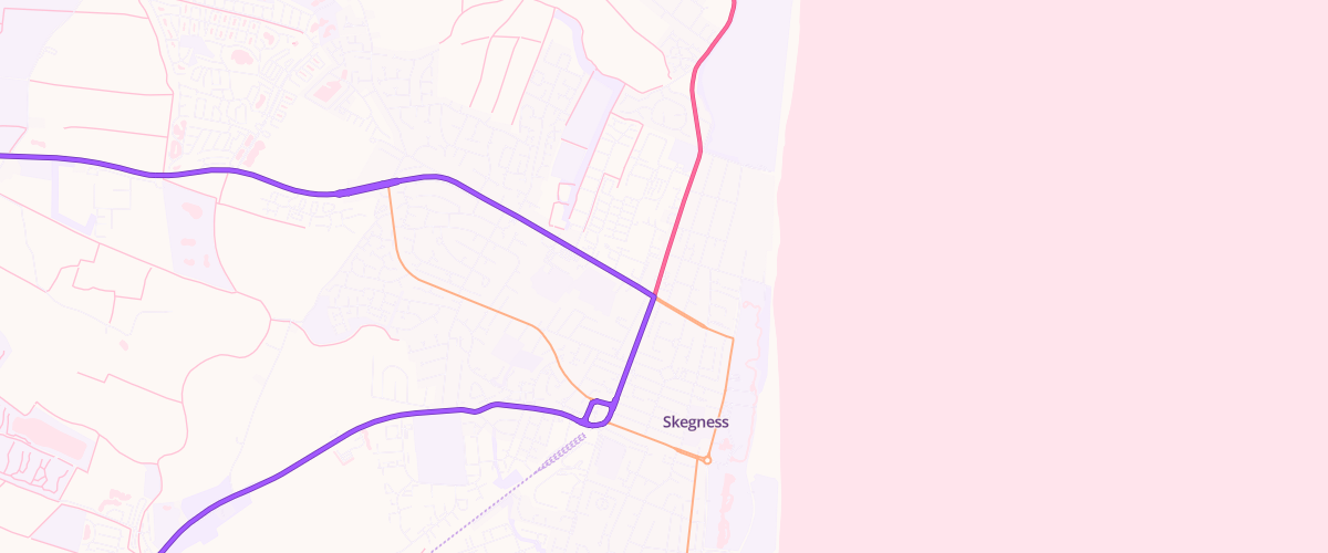 Map showing the location of Asda Skegness Roman Bank