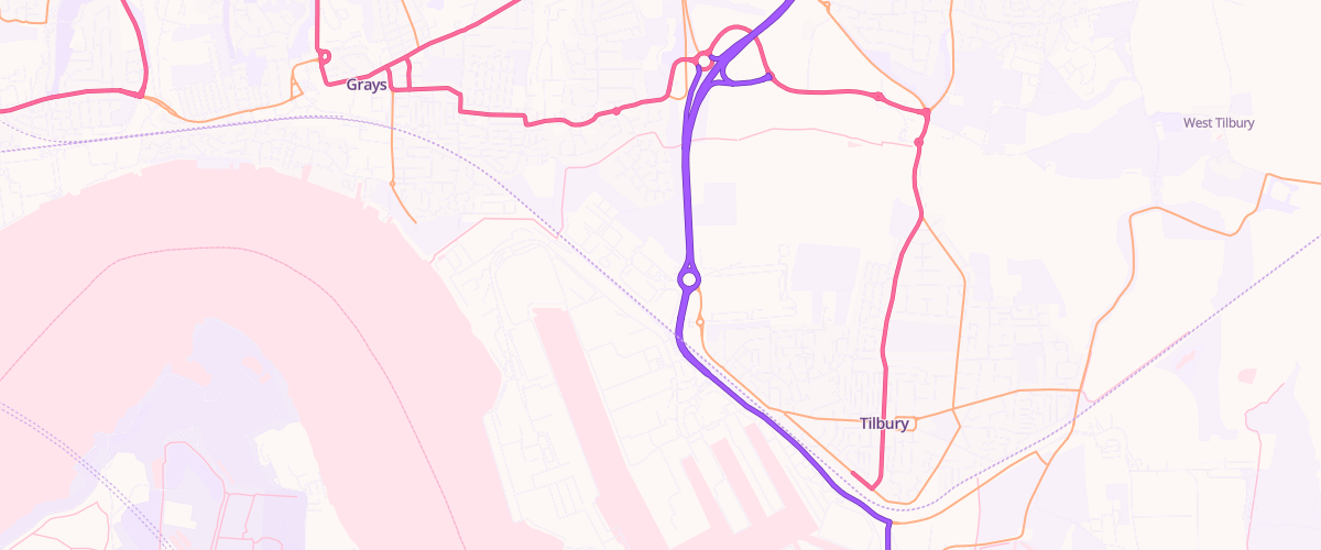 Map showing the location of Asda Tilbury Superstore
