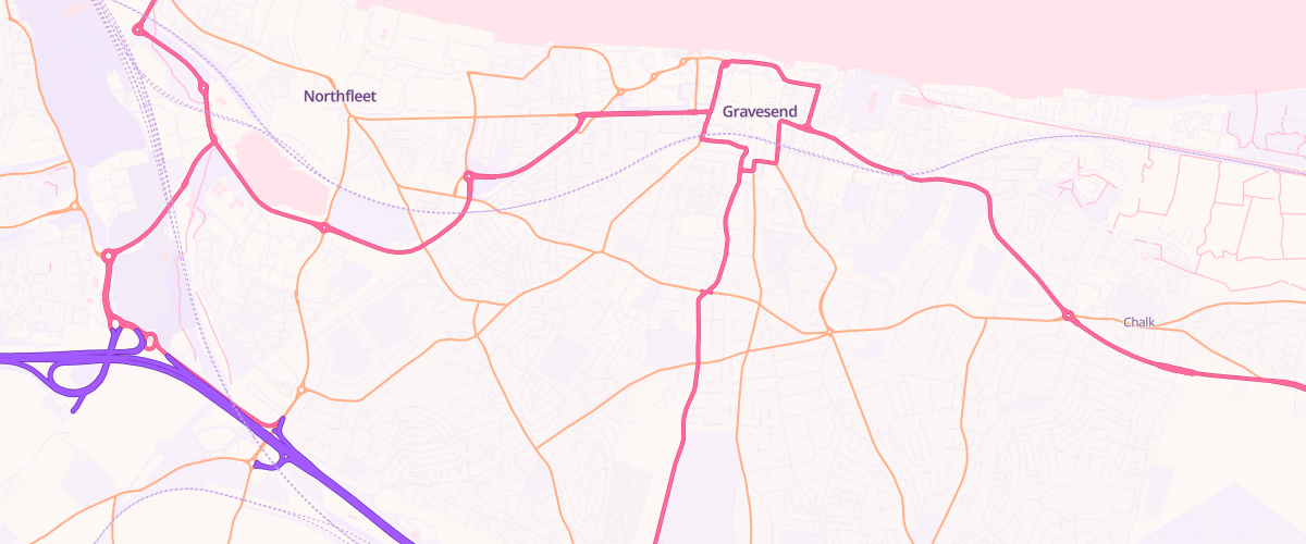 Map showing the location of Gravesend
