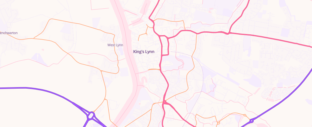 Map showing Kwik Fit, Kings Lynn, Norfolk