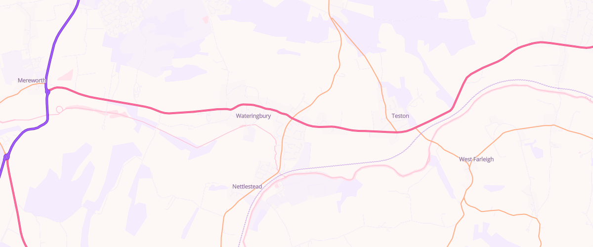 Map showing the location of Wateringbury Service Station