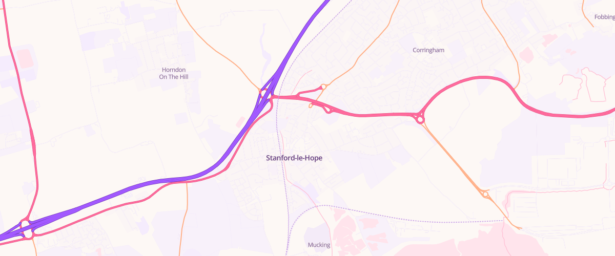 Map showing the location of Stanford Le Hope Service