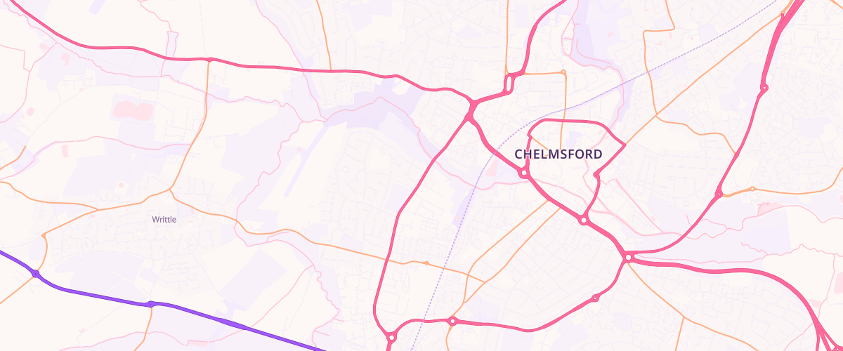 Map showing the location of Rontec West Chelmsford