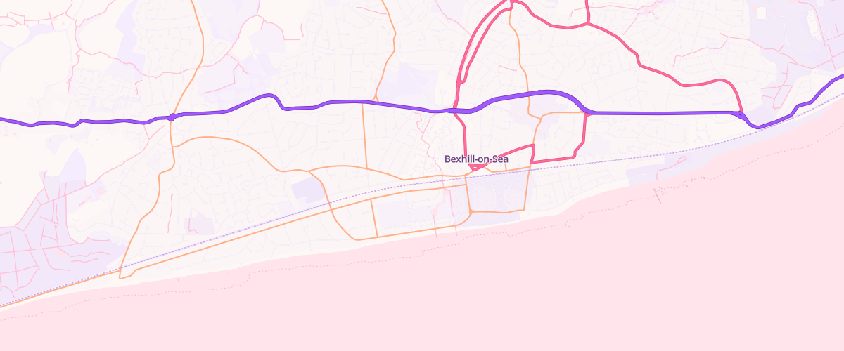 Map showing the location of Bexhill Service Station