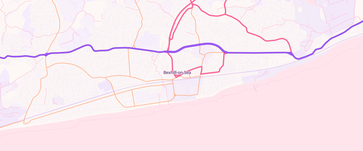 Map showing the location of Nts Bexhill Service Station