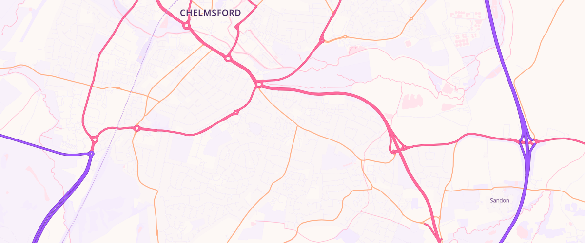 Map showing the location of Mfg Baddow Road