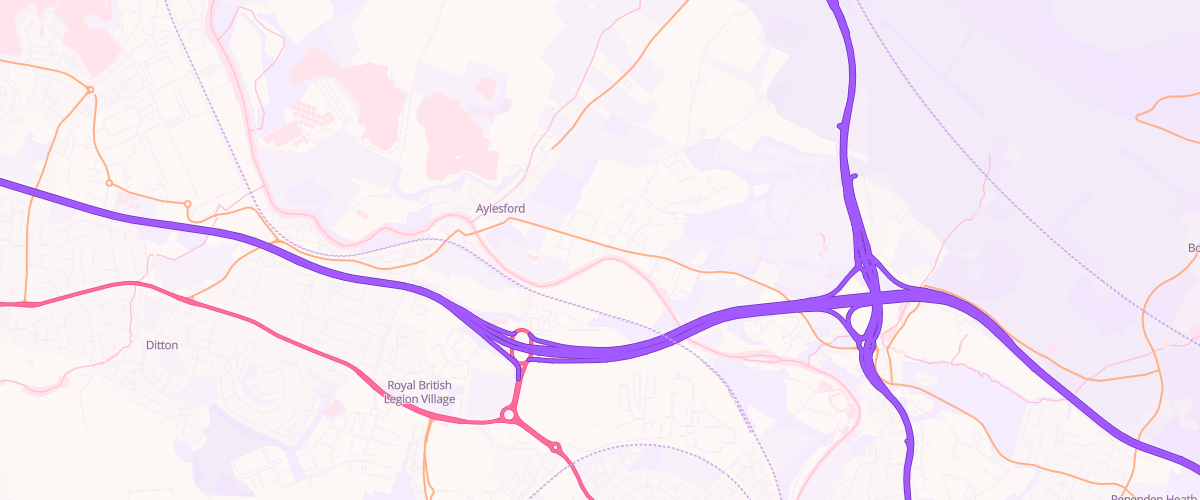 Map showing the location of Aylesford Service Station