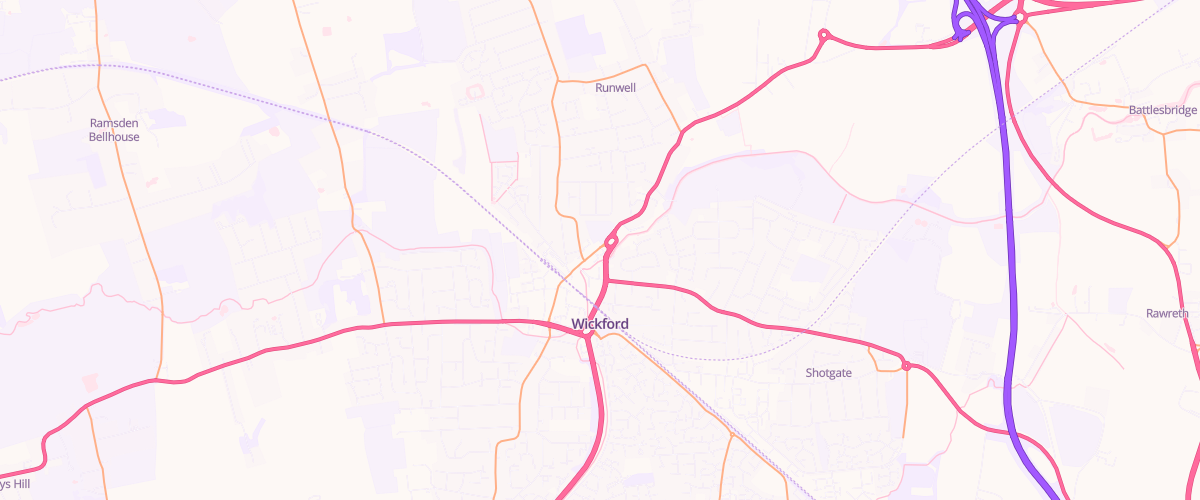 Map showing the location of Threeways Service Station