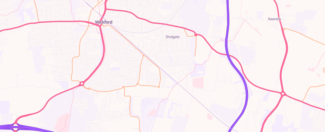 Map showing The Volvo Workshop, Wickford