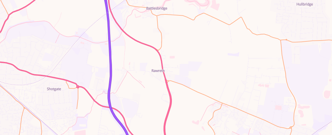 Map showing Rawreth Garage, Wickford