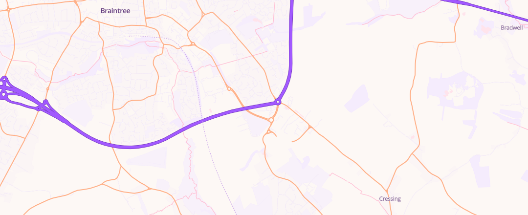 Map showing Westdrive, Braintree