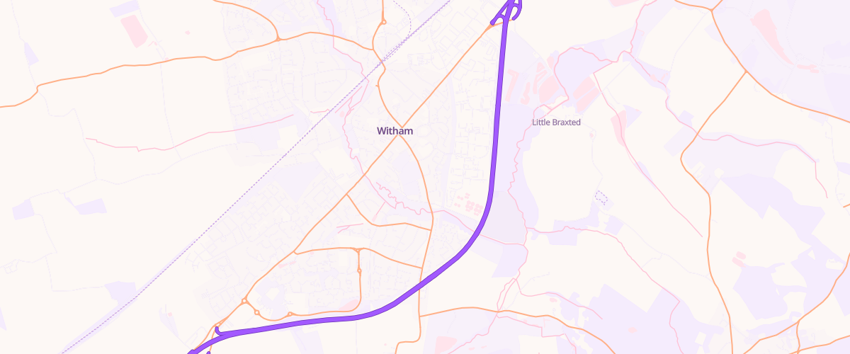 Map showing the location of Gulf Witham Service Station