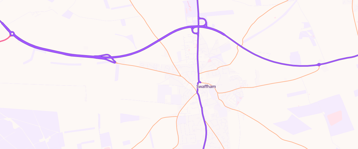Map showing the location of Swaffham Service Station
