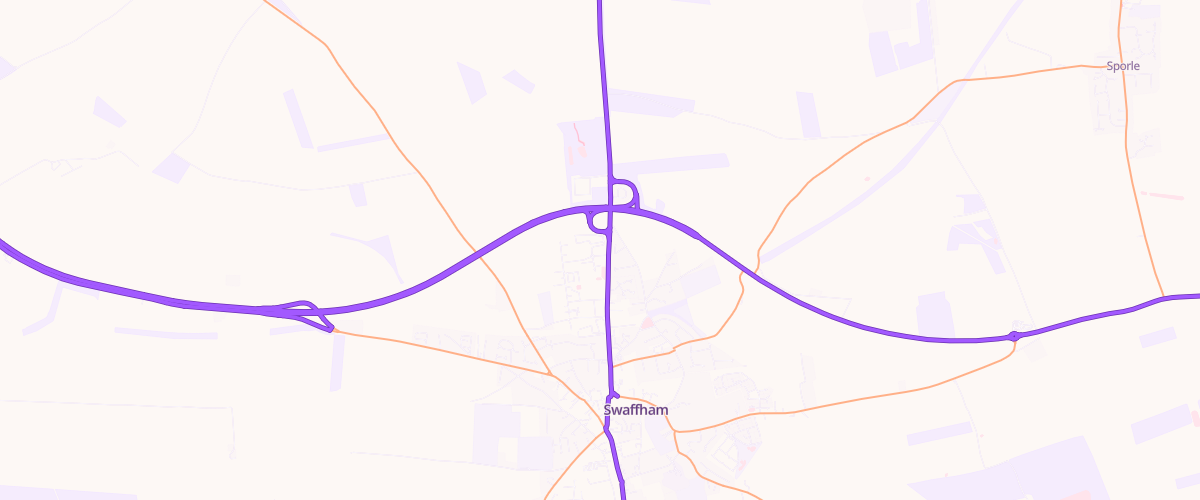 Map showing the location of Shell Waitrose Swaffham