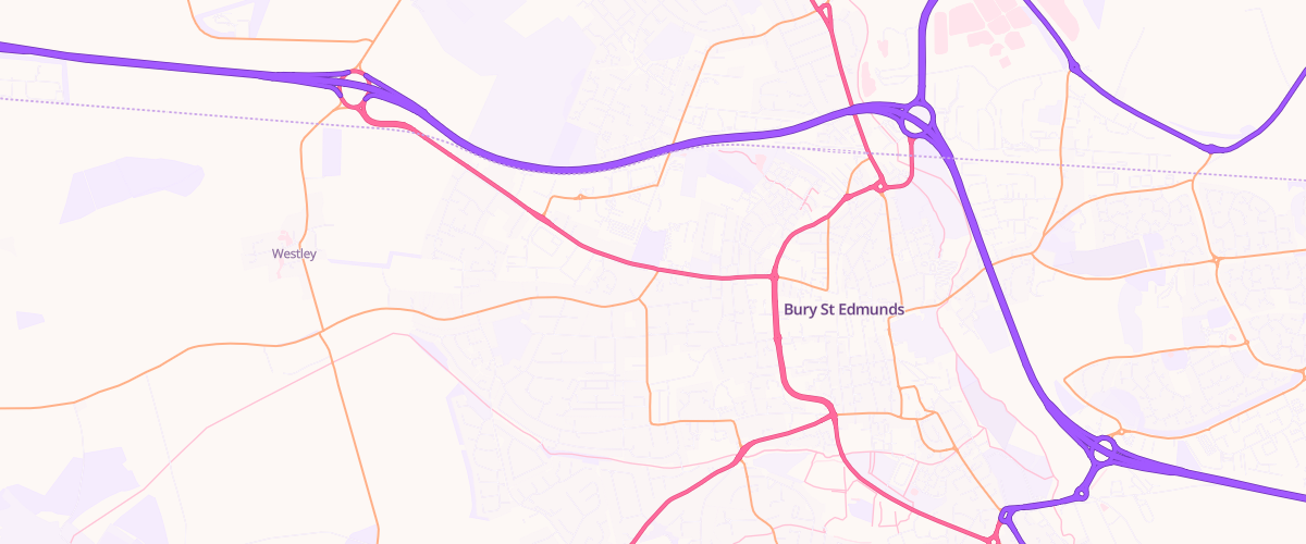 Map showing the location of Mfg Bury St. Edmunds