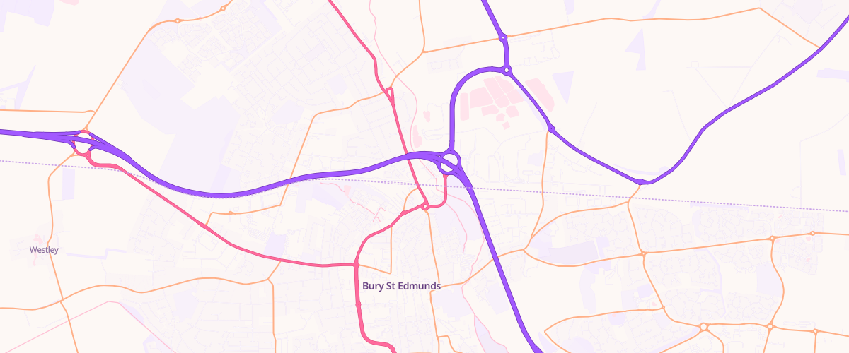 Map showing the location of Bury St Edmunds Superstore