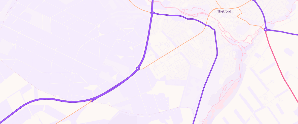 Map showing the location of Sainsburys Thetford