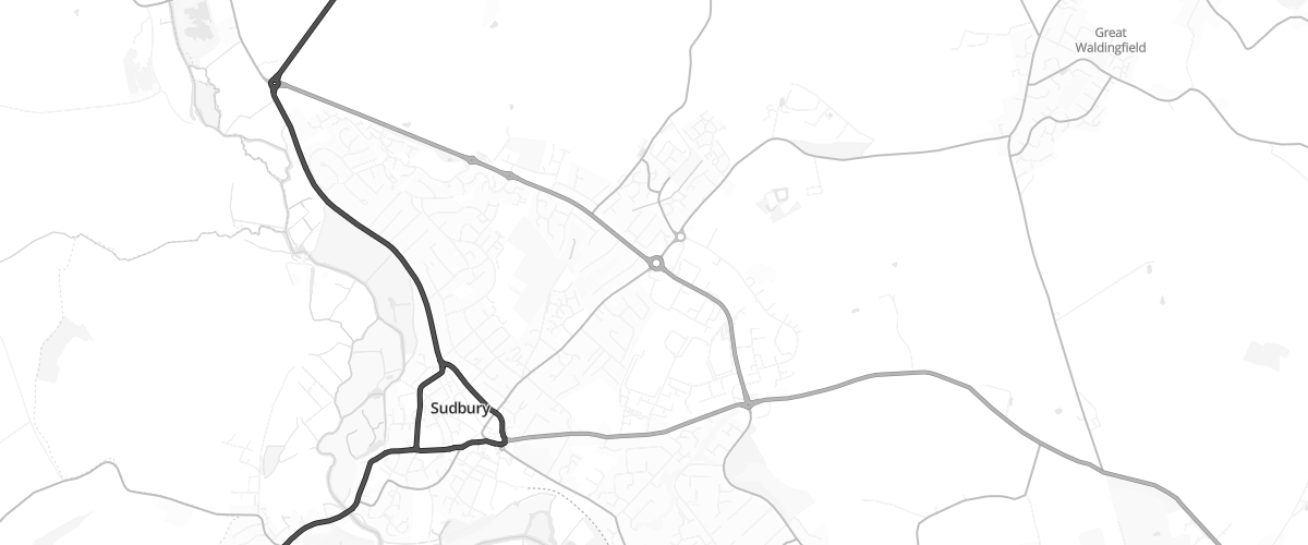 Map showing the location of Sudbury Service Station
