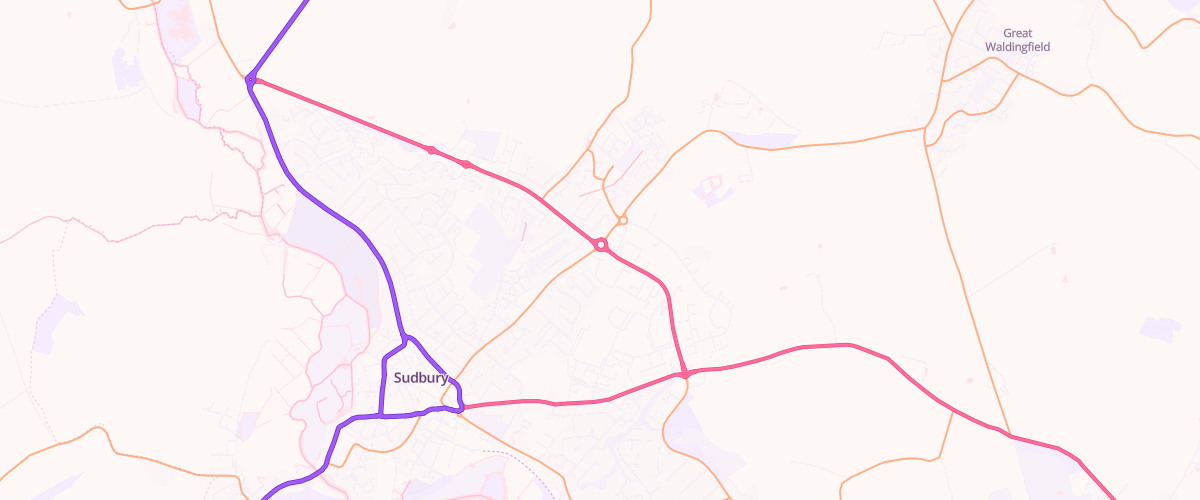 Map showing the location of Sudbury Service Station
