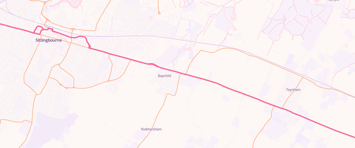 Map showing the location of Karan Bapchild Service Station