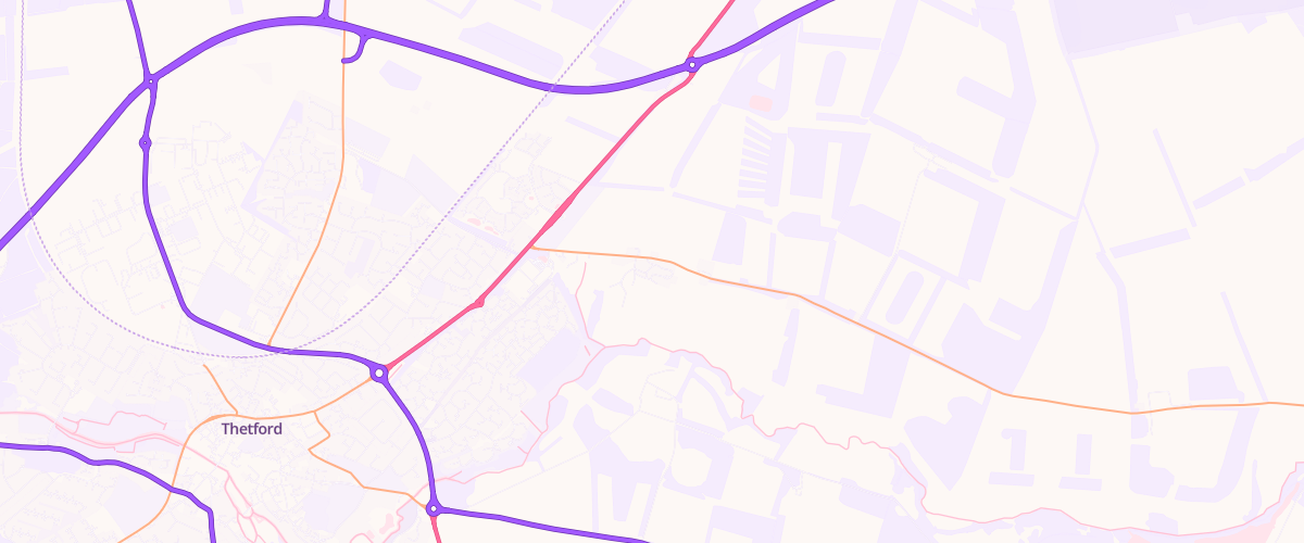 Map showing the location of Thetford Superstore Petrol Filling