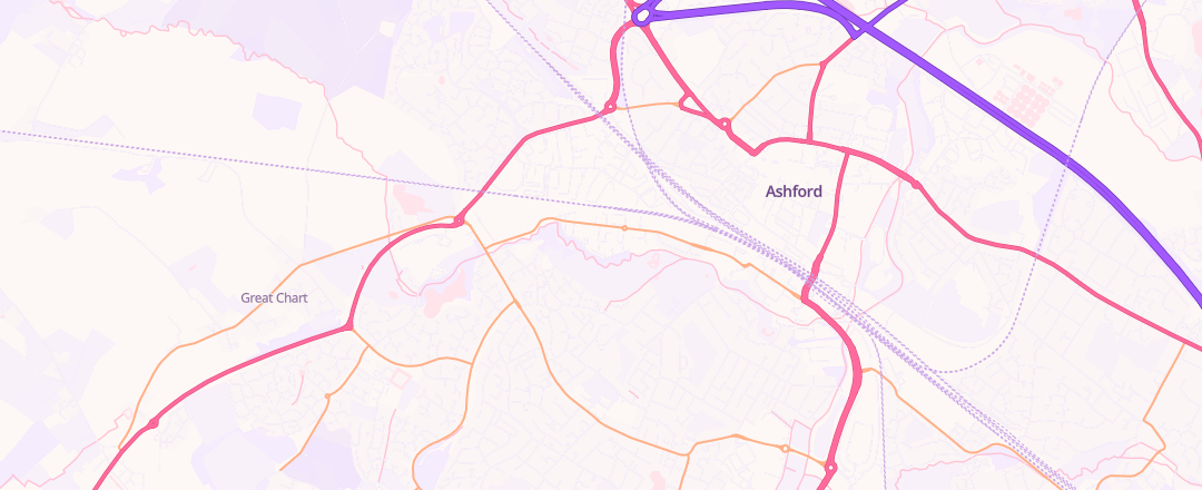 Map showing Great Chart Motors, Ashford
