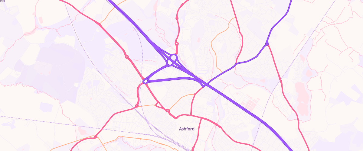 Map showing the location of Sainsburys Ashford Bybrook